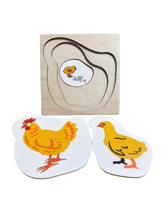 Kinder Creative Hen Life Cycle Layering Puzzle,Chunky Stacking Farm Animals Puzzle,Geometrical Column Blocks for Toddlers, Educational Puzzle and Toys for Kids Pack of 3 - Image 2